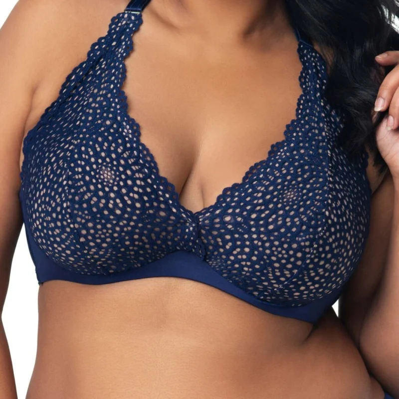 Curvy Couture Halter  Crochet Lace Bra