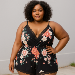 Floral Playsuit & Loungewear 1 Floral Lace Trim Sleep Romper